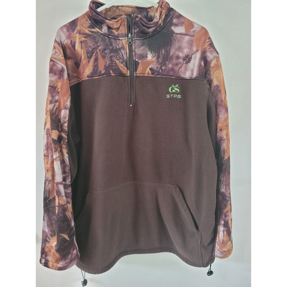Stag 1/4 Zip Pullover Brown With Camouflage Men's Size XL - Picture 1 of 4